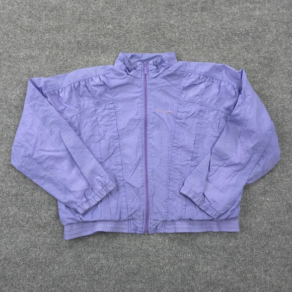 VINTAGE Adidas Jacket Womens Small Purple Lined Track Windbreaker Sports 80s 90s - Picture 1 of 16